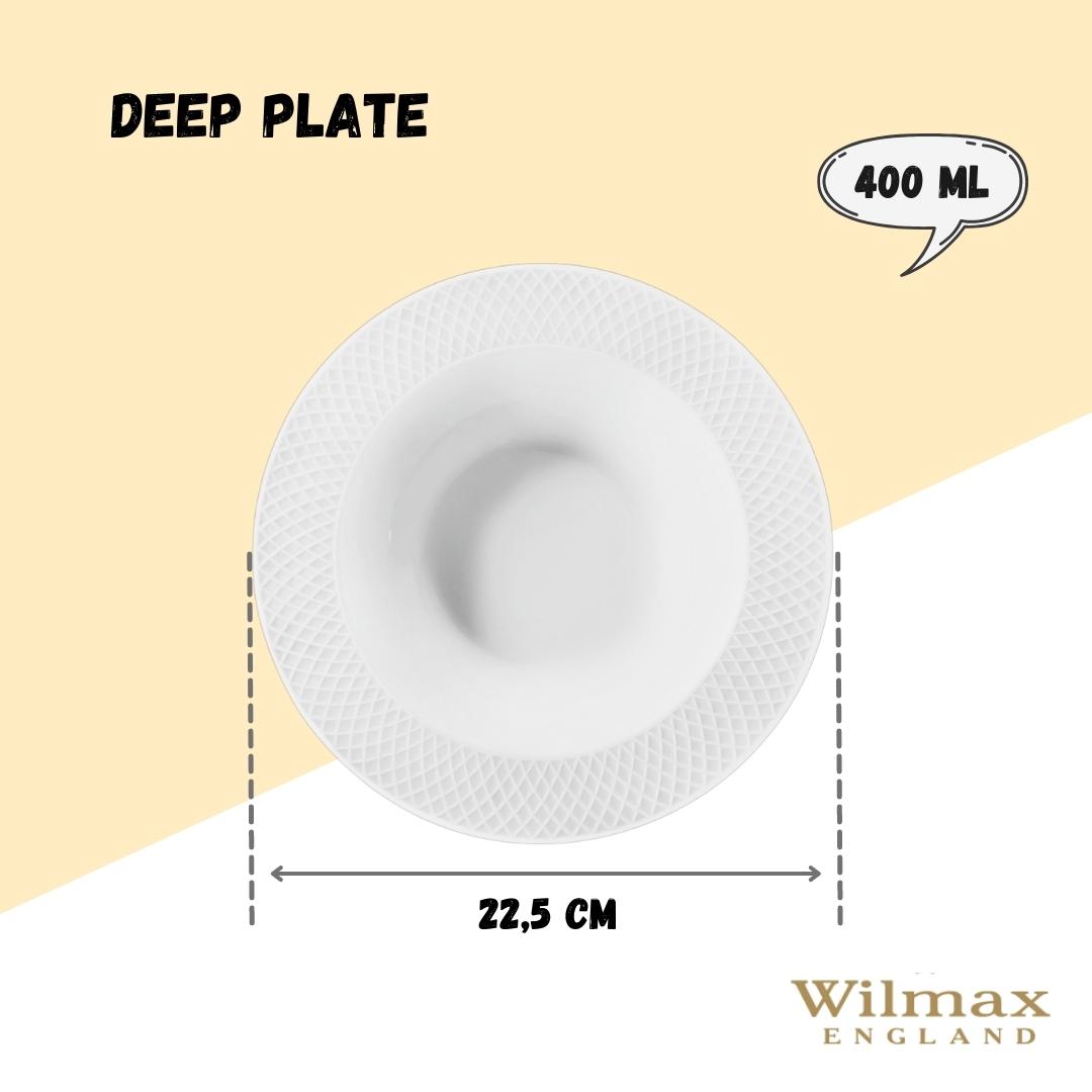 White Porcelain Deep Plate With Embossed Wide Rim 9" inch | For soup, pasta, salad-10