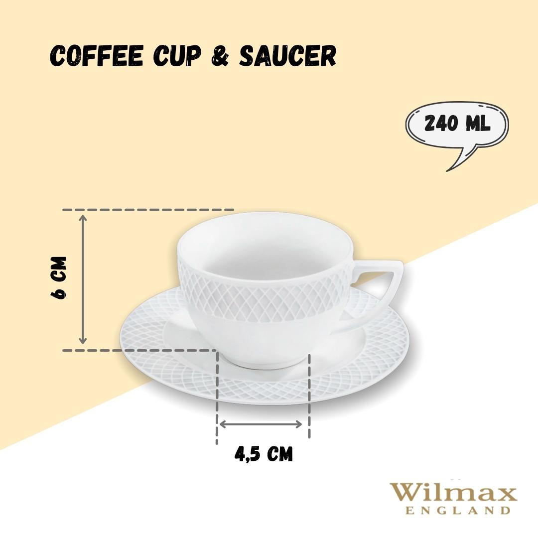 White 8 Oz Tea Cup & 6" inch Saucer Set Of 6 In Gift Box-11