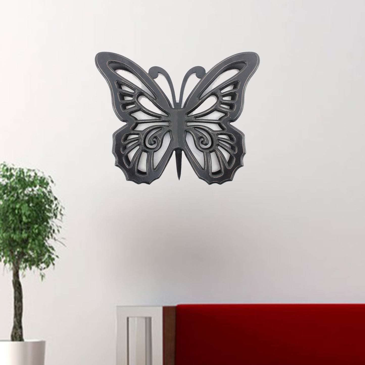 23" X 19" Black Rustic Butterfly Wooden Wall Decor