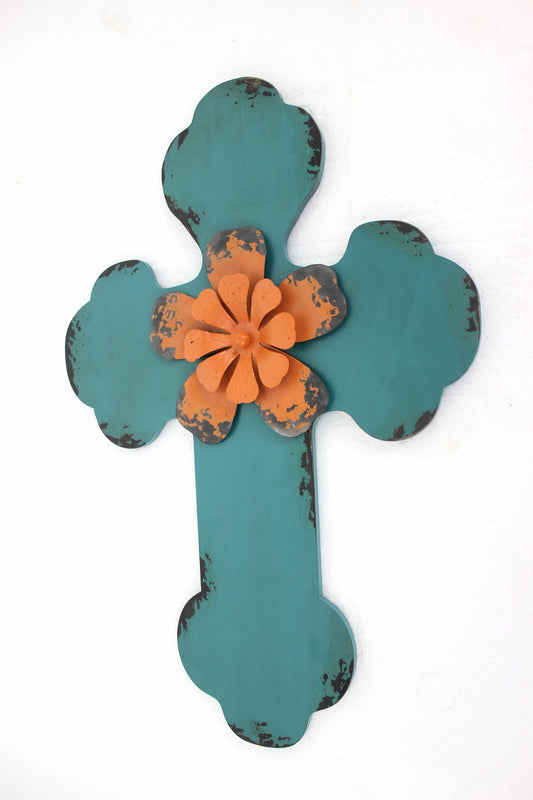 24" X 16" X 1" White Cross Wall Decor