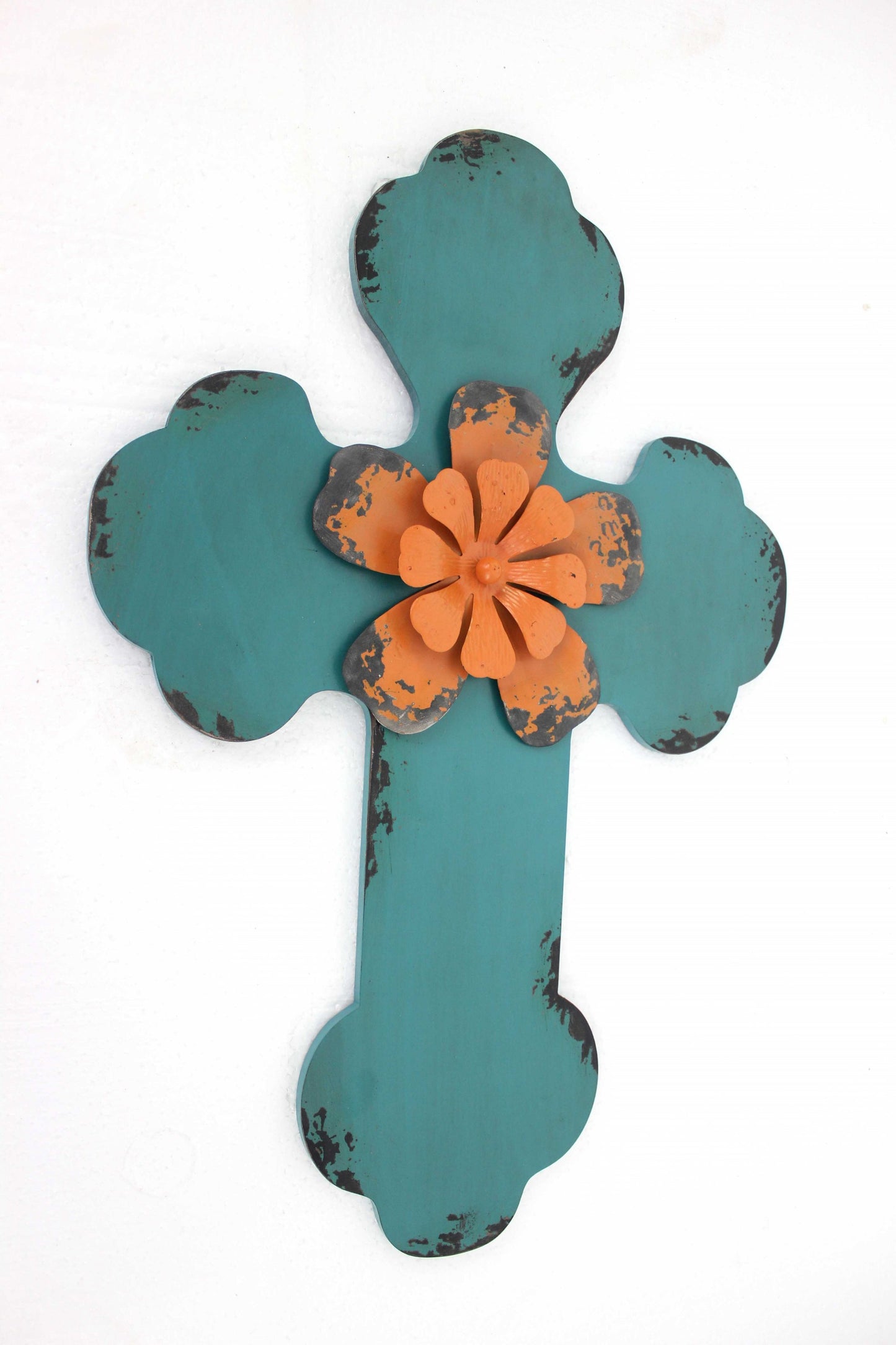 24" X 16" X 1" White Cross Wall Decor