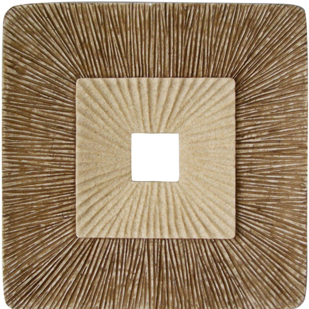 26" X 26" X 2" Brown Concave Square Double Layer Ribbed  Wall Plaque