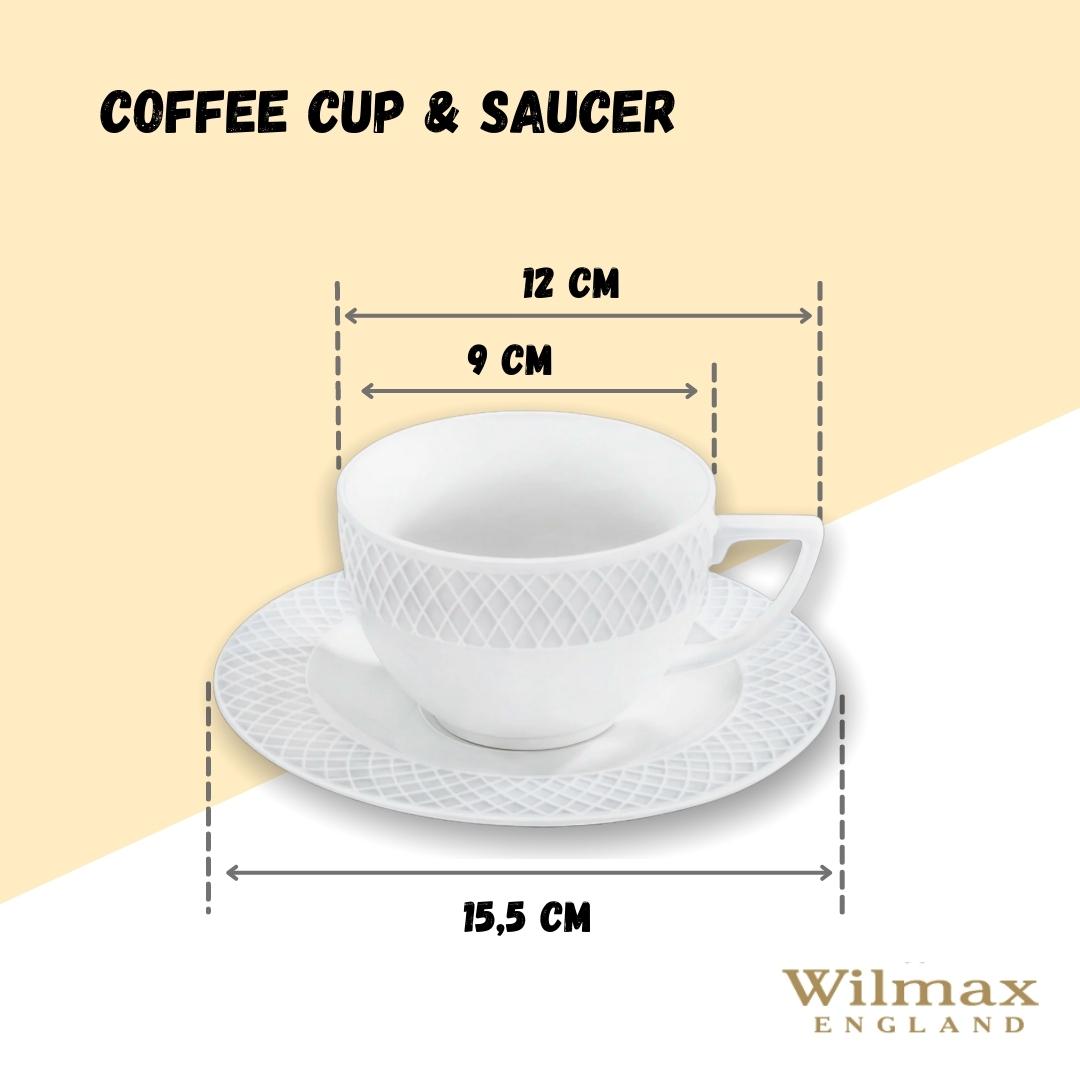 White 8 Oz Tea Cup & 6" inch Saucer Set Of 6 In Gift Box-12