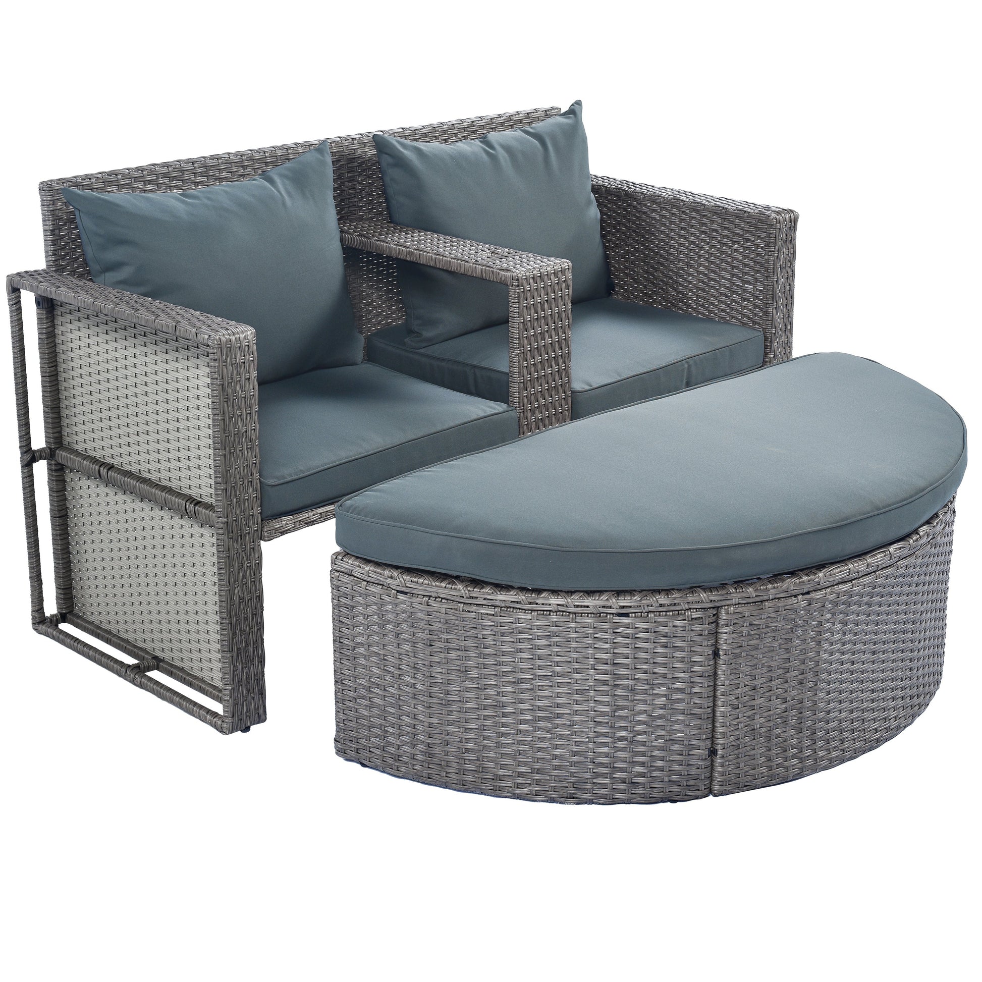 TOPMAX All-Weather PE Wicker Rattan Sofa Set with Side Table for Umbrella-5