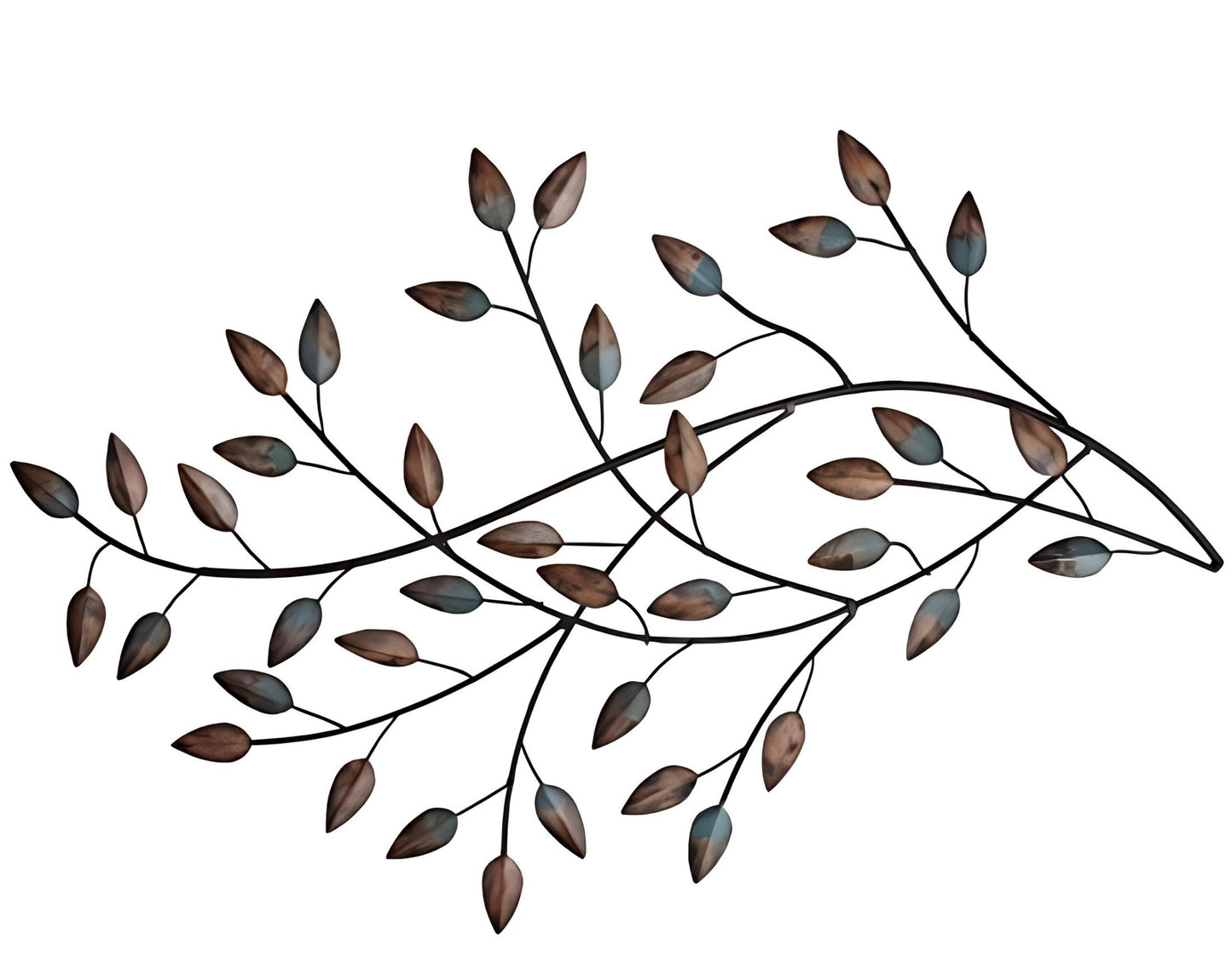 Distressed Metal Blowing Leaves Wall Decor