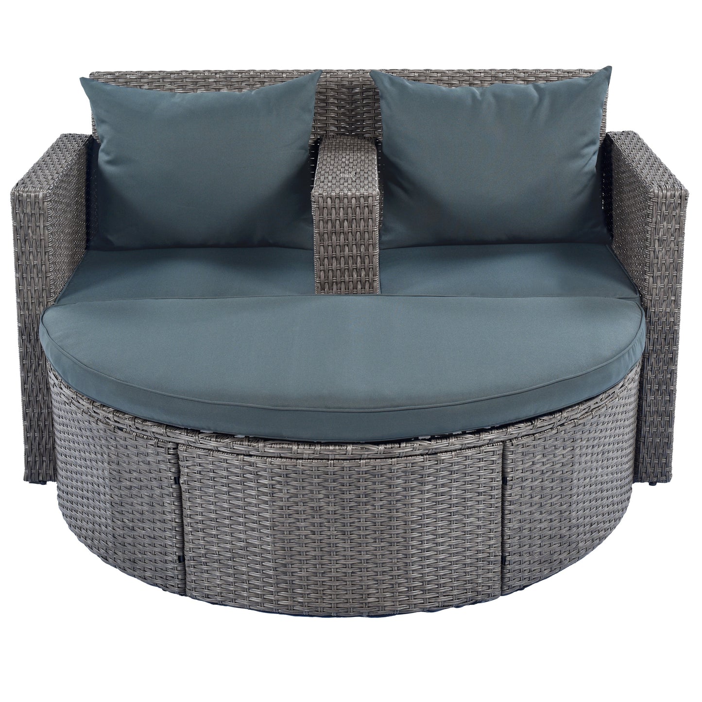 TOPMAX All-Weather PE Wicker Rattan Sofa Set with Side Table for Umbrella-2