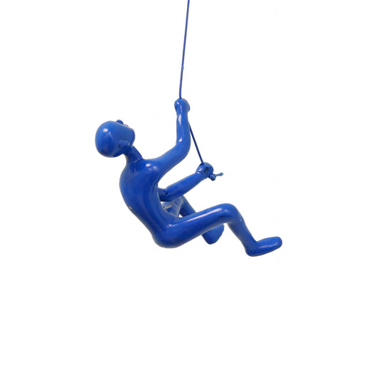 6" Blue Unique Climbing Man With Rope Wall Art