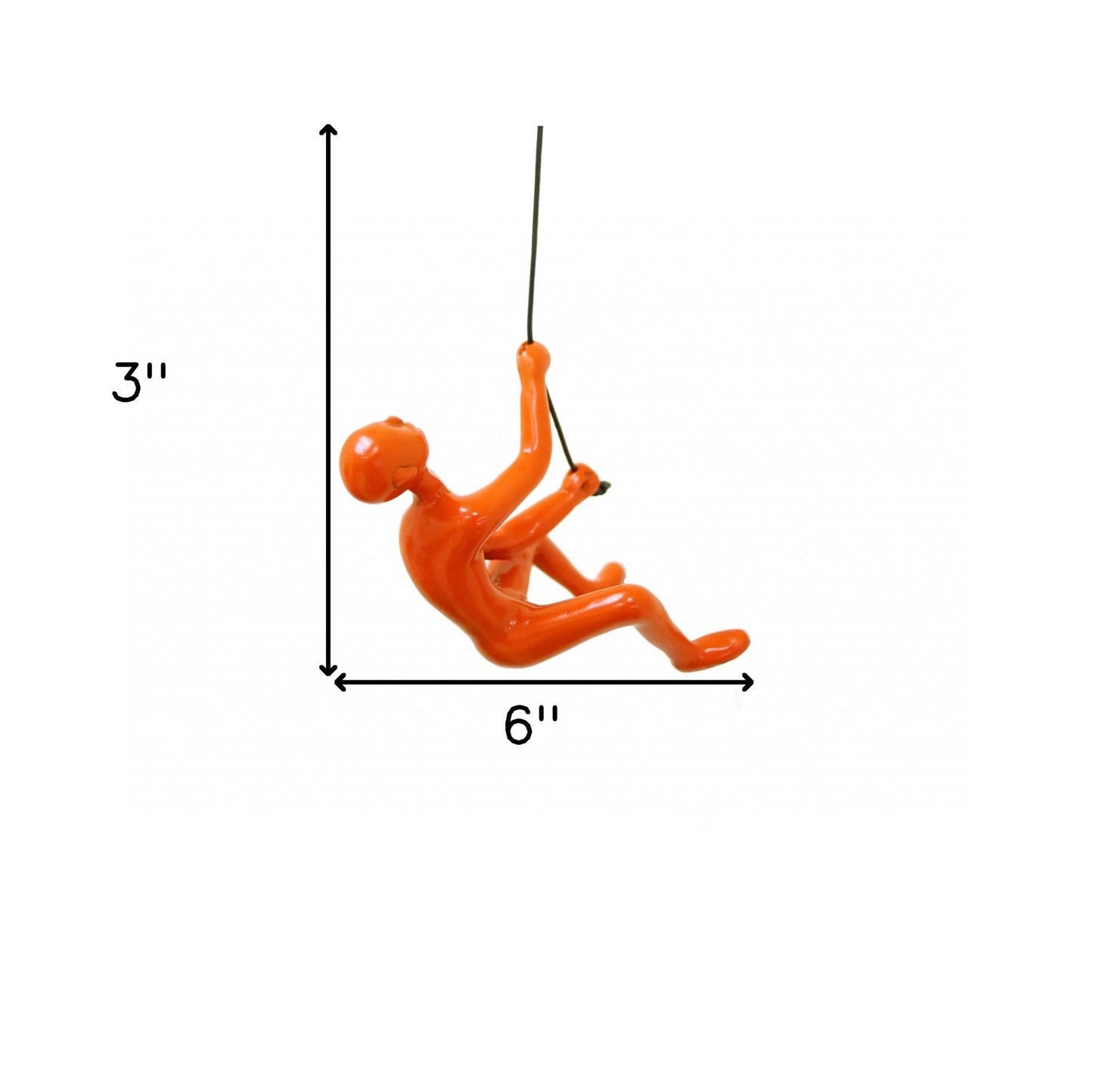 6" Orange Unique Climbing Man Wall Art