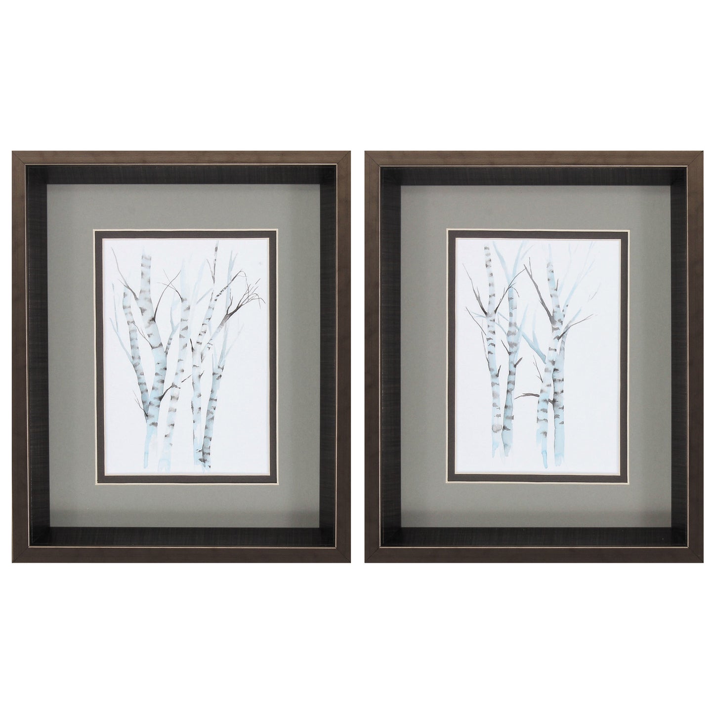 10" X 12" Brushed Silver Frame Aquarelle Birches (Set Of 2)