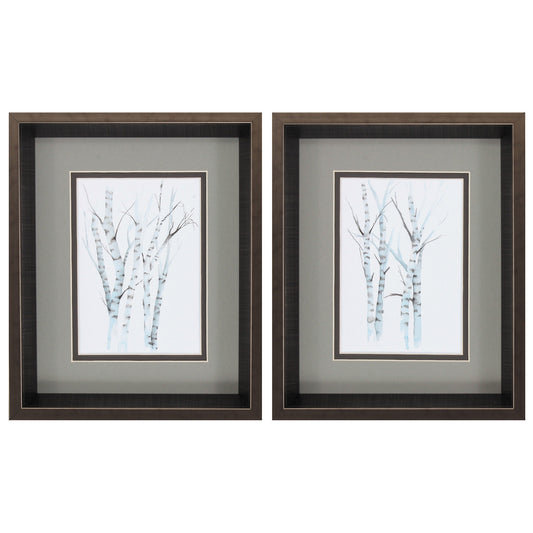 10" X 12" Brushed Silver Frame Aquarelle Birches (Set Of 2)