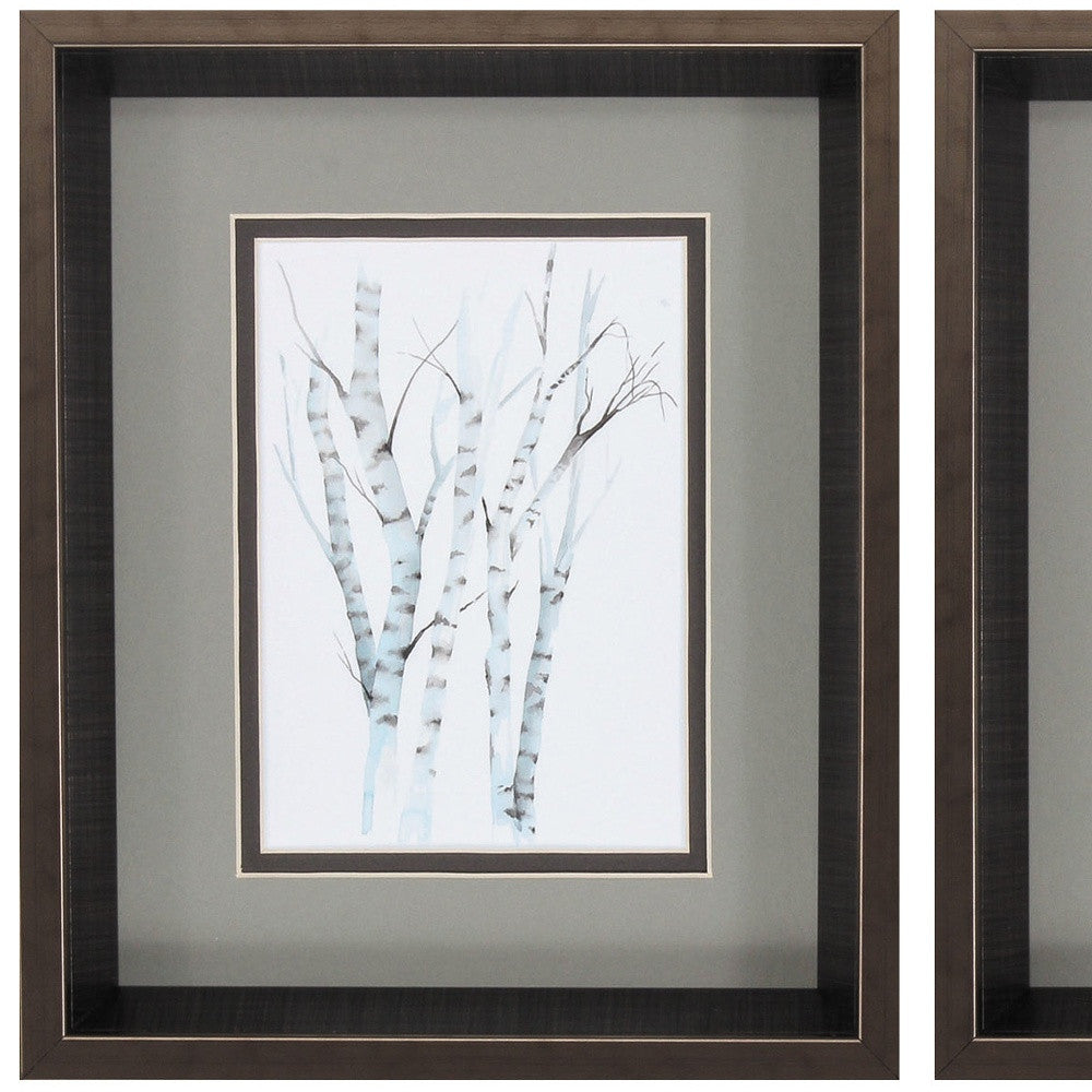 10" X 12" Brushed Silver Frame Aquarelle Birches (Set Of 2)