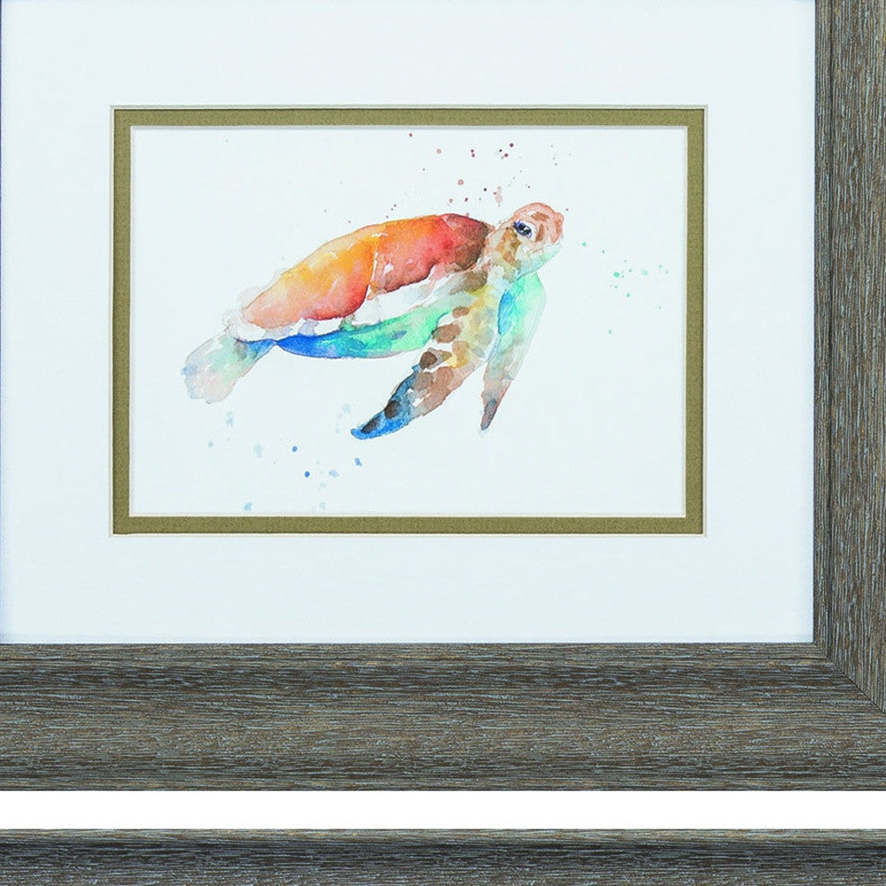 Set of Two Red and Blue Turtle Framed Wall Art