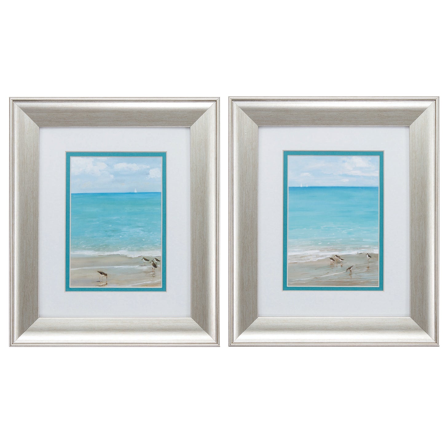 11" X 13" Brushed Silver Frame Sunday At The Shore (Set Of 2)