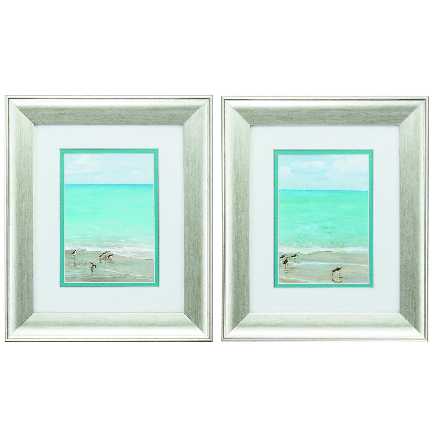 11" X 13" Brushed Silver Frame Sunday At The Shore (Set Of 2)