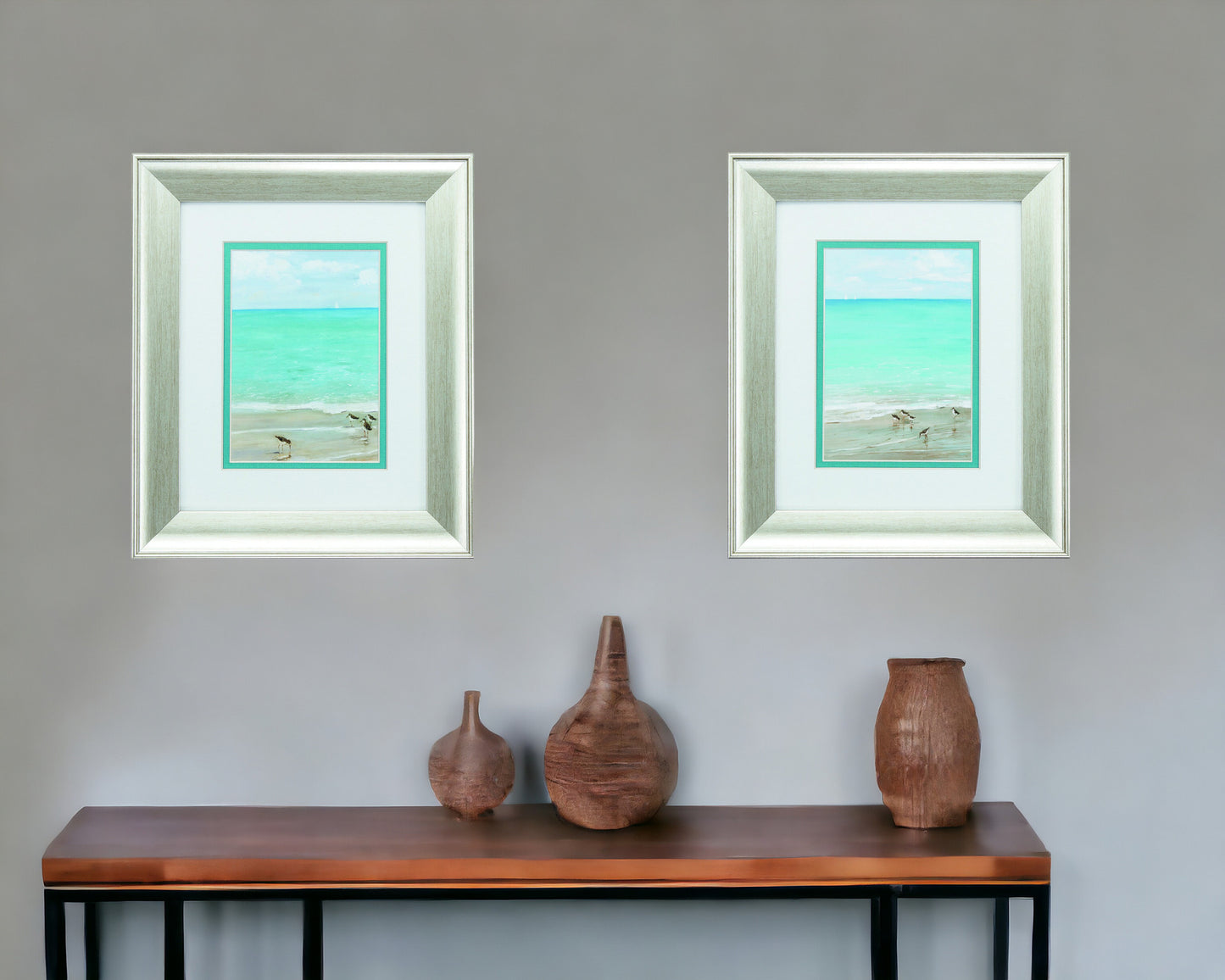 11" X 13" Brushed Silver Frame Sunday At The Shore (Set Of 2)