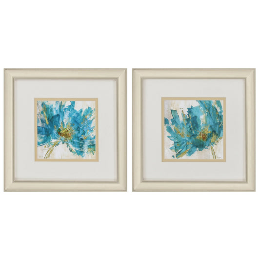 12" X 12" Champagne Gold Color Frame  Blue Infusion (Set Of 2)