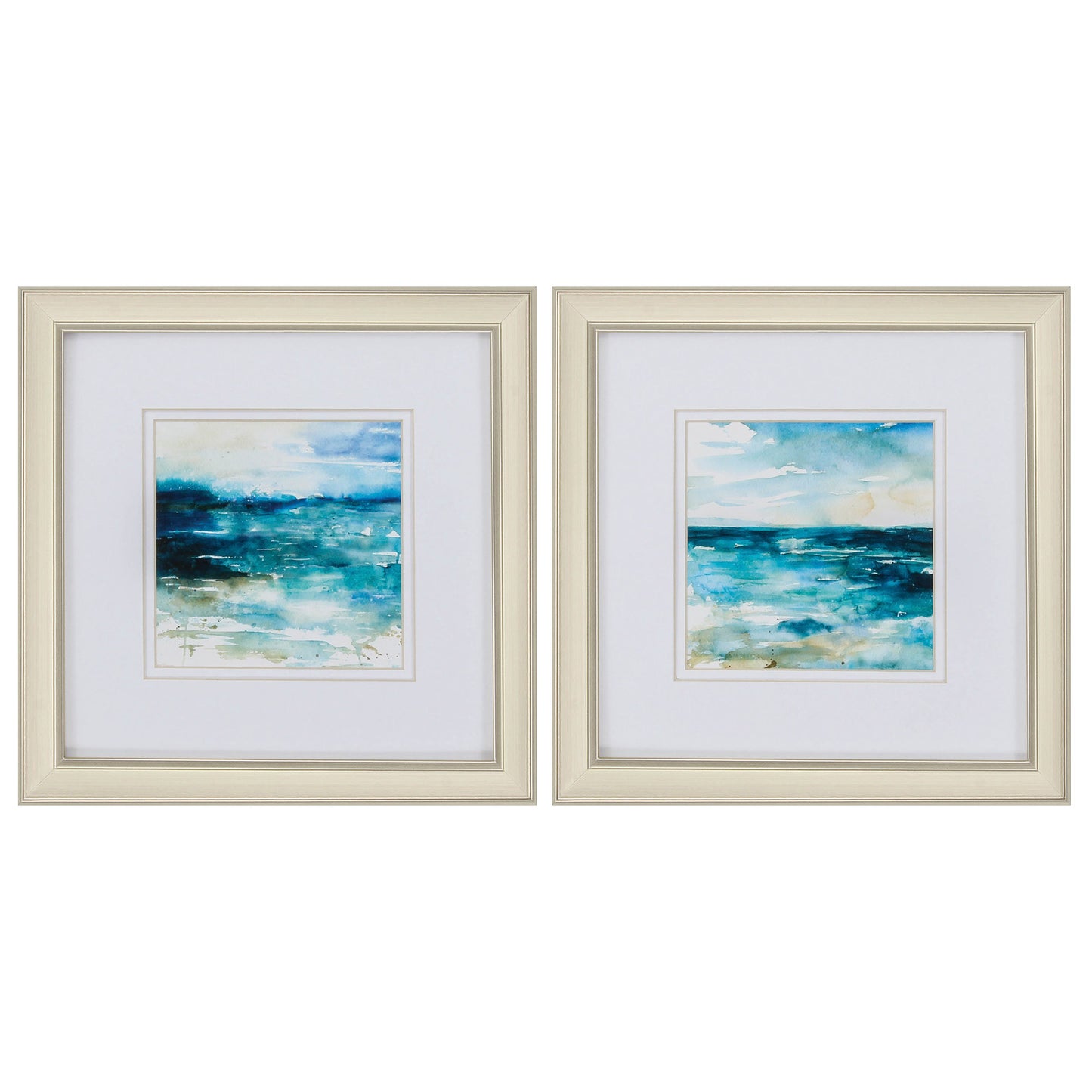 12" X 12" Champagne Gold Color Frame  Ocean Break (Set Of 2)