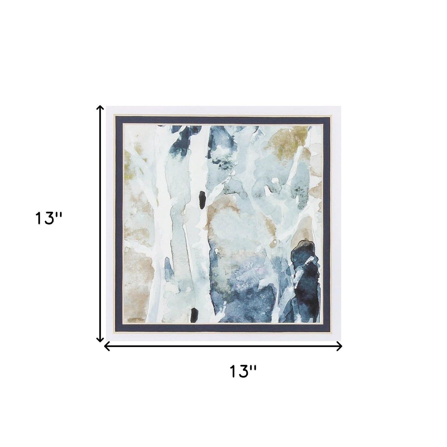 Set of Two Blue Watercolor Brushed Silver Framed Wall Art