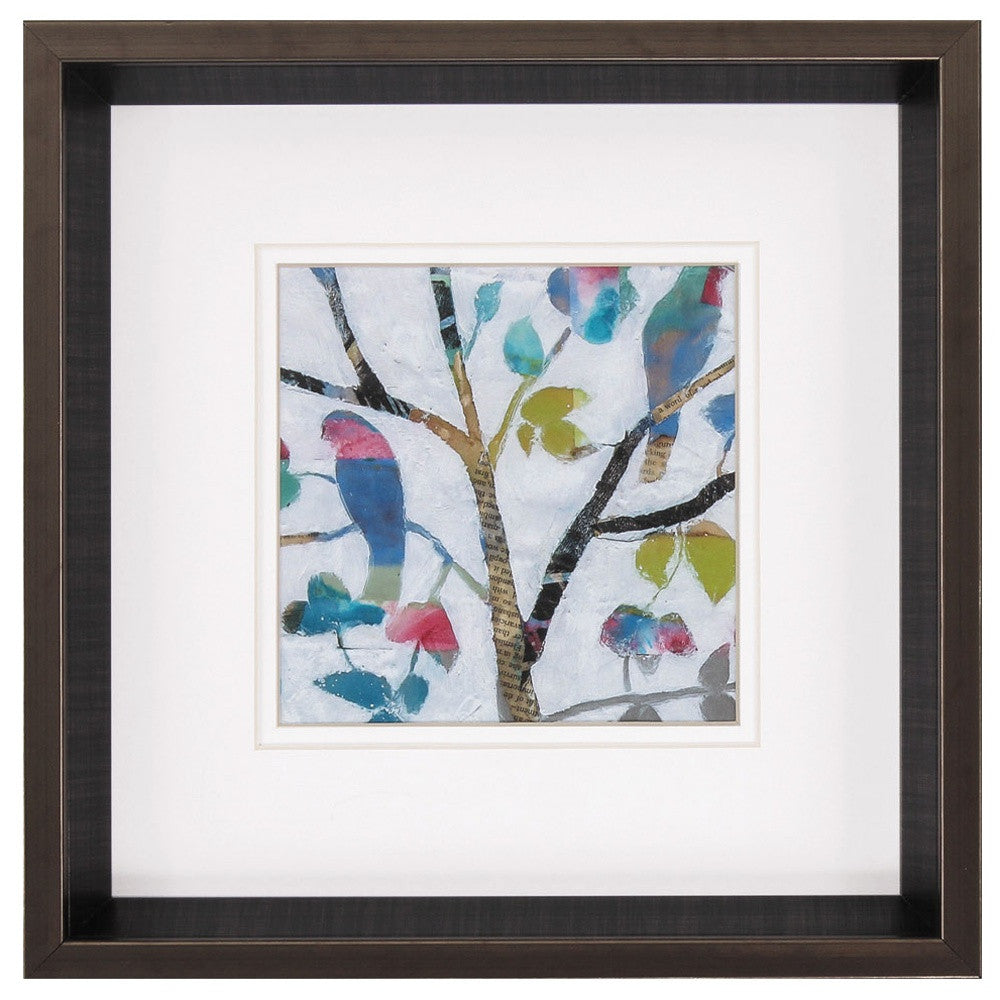 Set of Two 12" X 12" Woodland Story Bird Silver Framed Wall Art