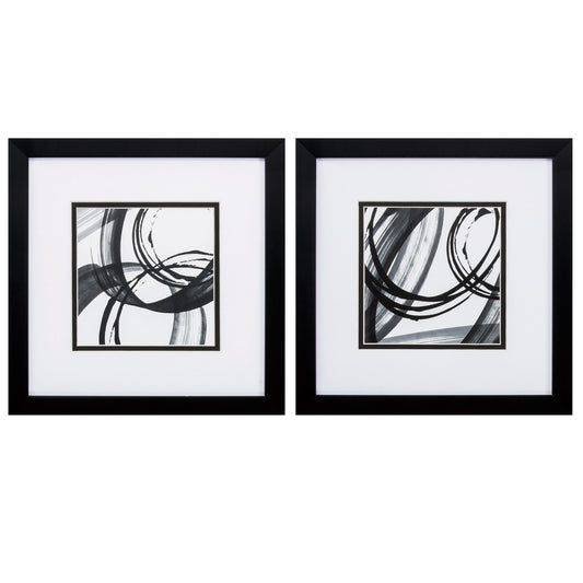 11" X 11" Silver Frame Black Rings (Set Of 2)