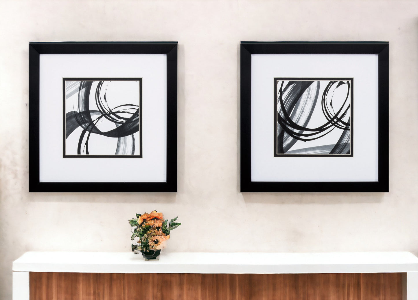 11" X 11" Silver Frame Black Rings (Set Of 2)