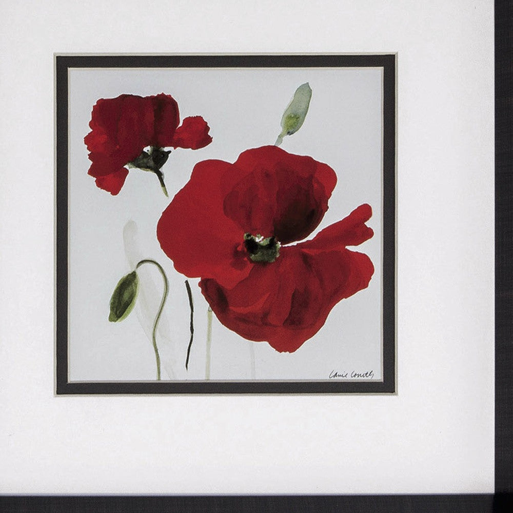 12" X 12" Brushed Silver Frame Red Poppy (Set Of 2)