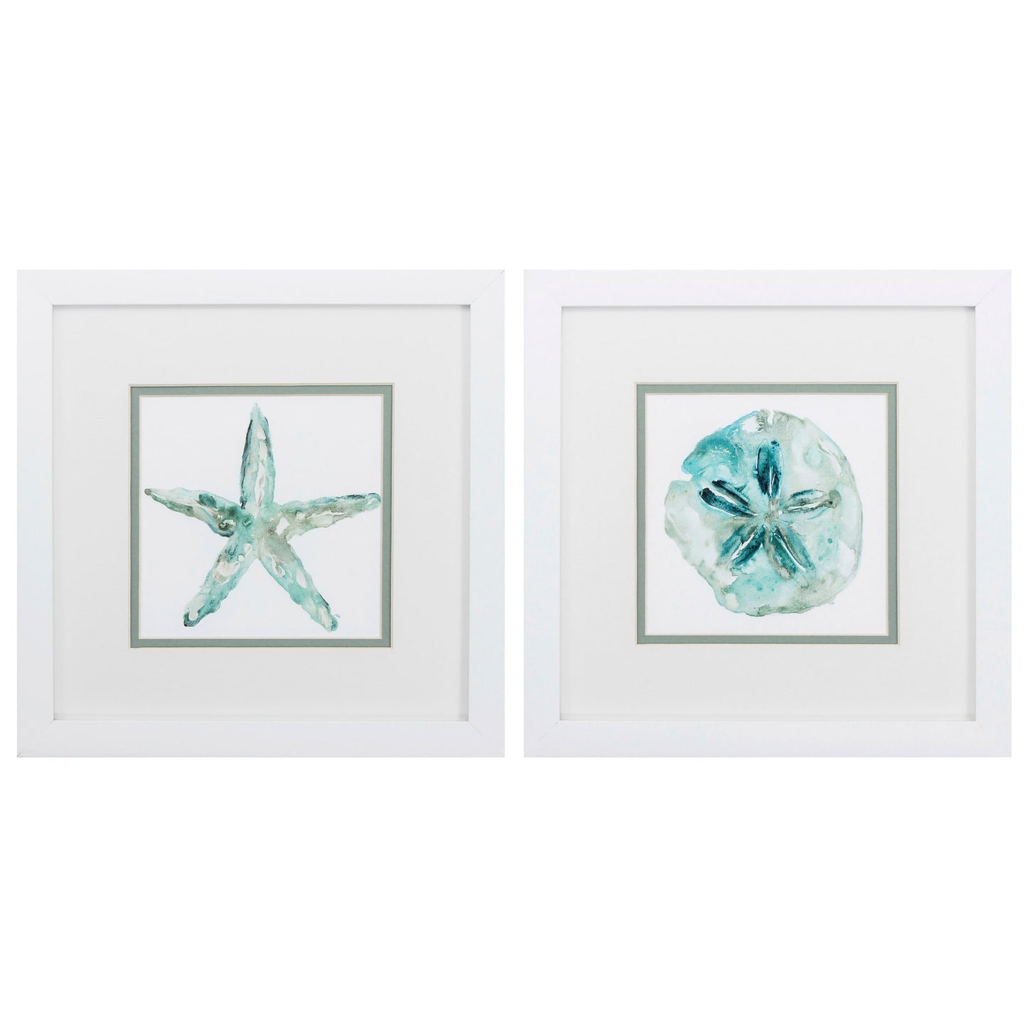 11" X 11" Matte White Frame Sandstar (Set Of 2)