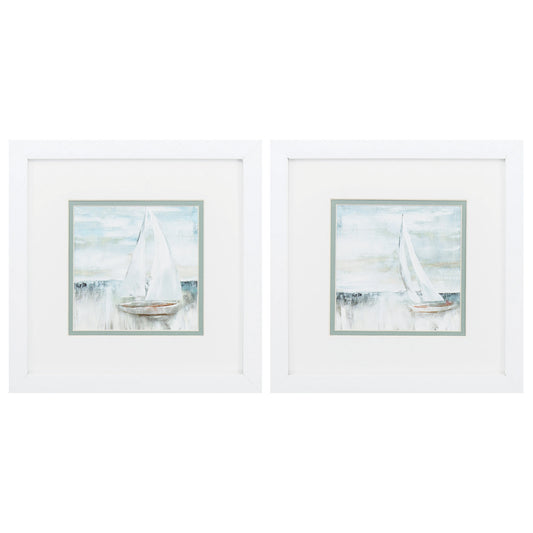 11" X 11" Matte White Frame Soft Sail (Set Of 2)