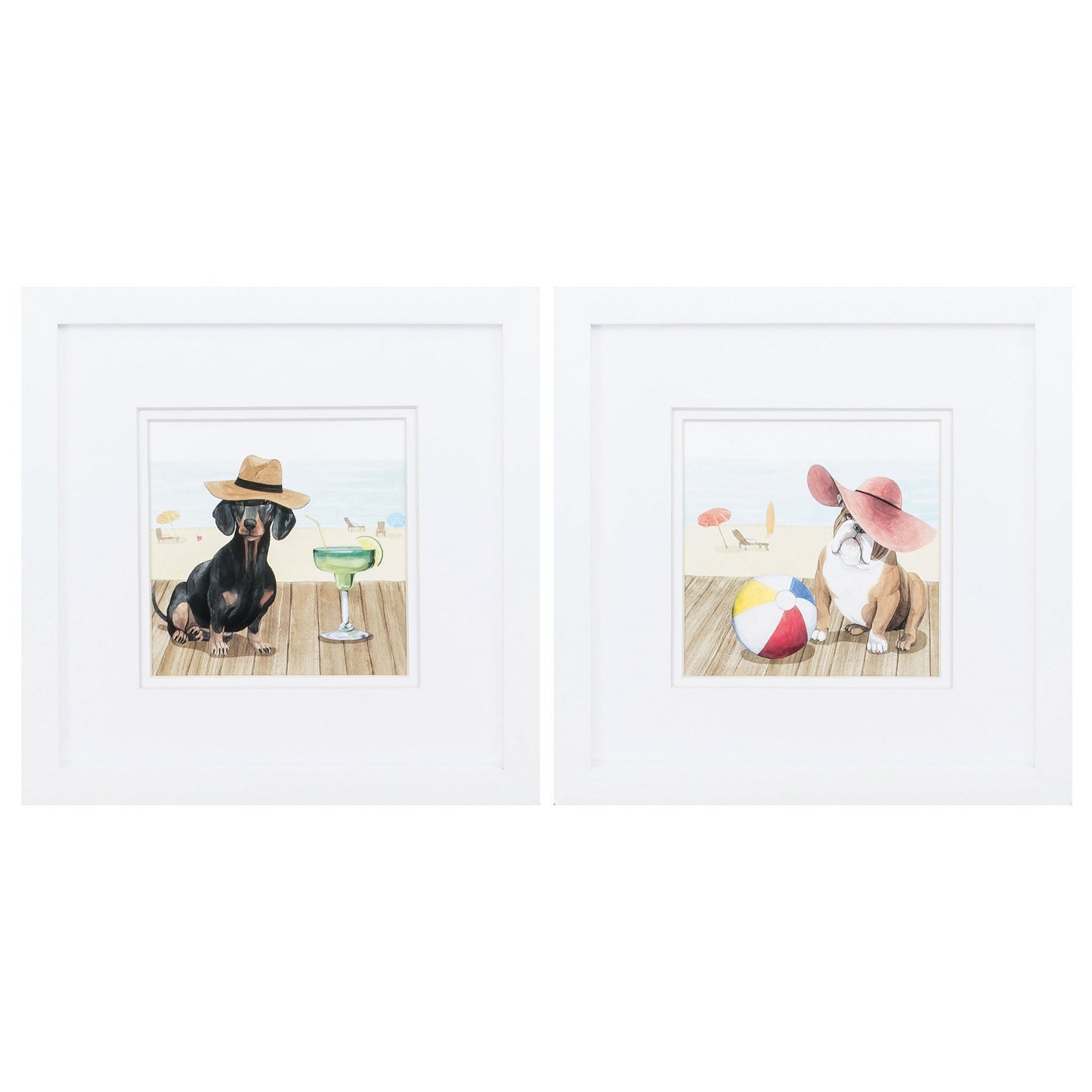 11" X 11" Matte White Frame Lets Go Boardwalk (Set Of 2)