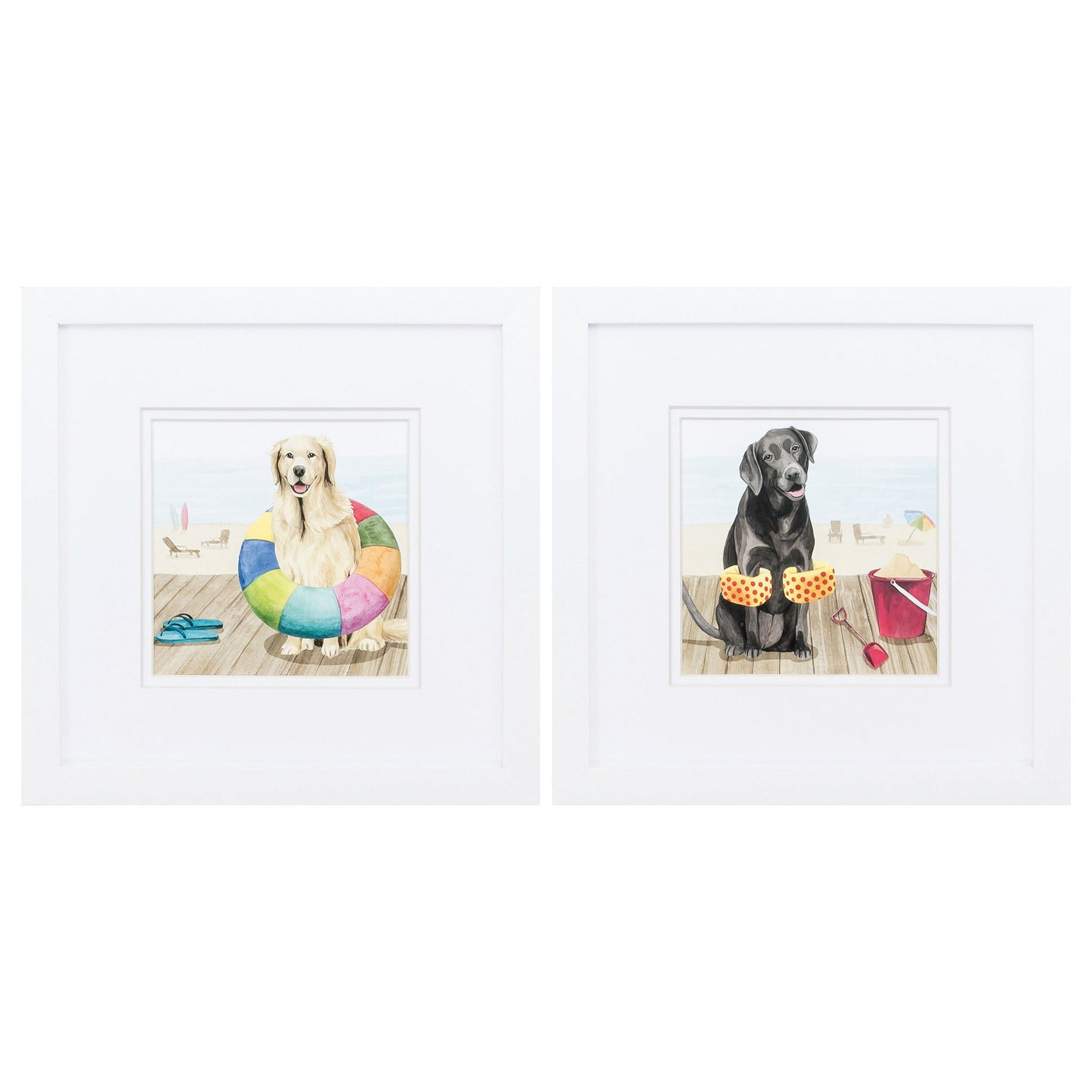 11" X 11" Matte White Frame Lets Go Boardwalk (Set Of 2)