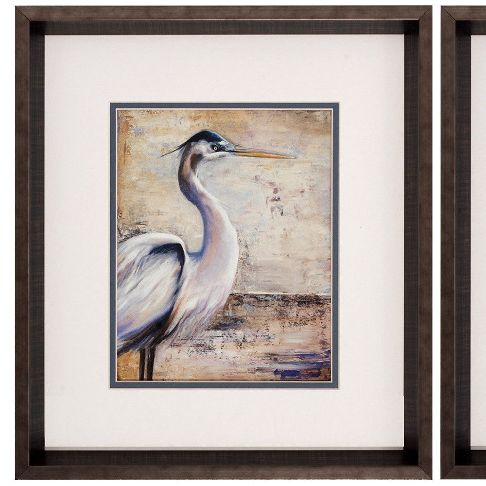 15" X 17" Brushed Silver Frame Shore Birds (Set Of 2)