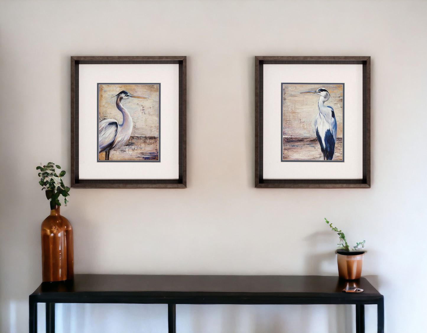 15" X 17" Brushed Silver Frame Shore Birds (Set Of 2)