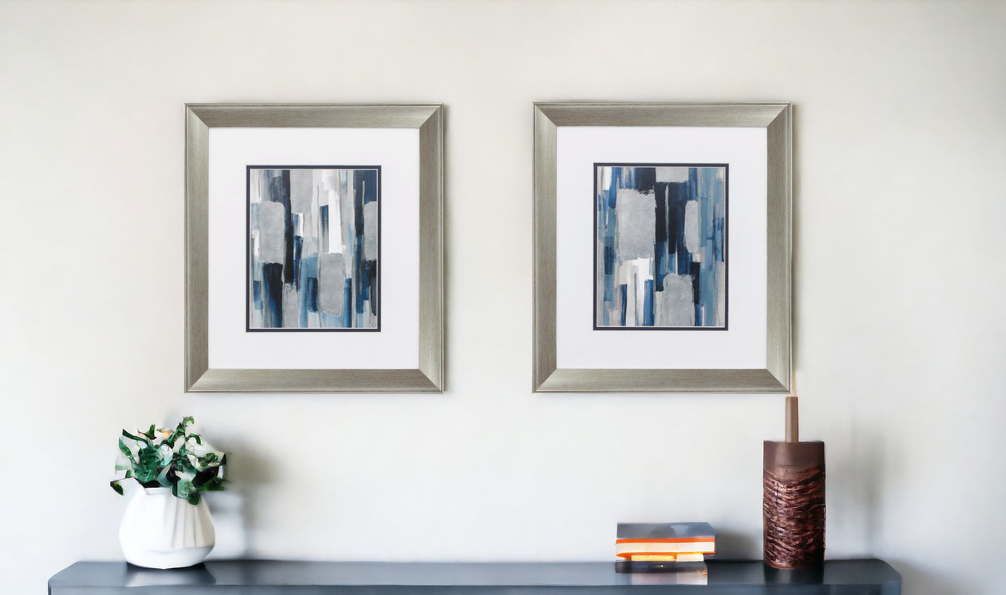 16" X 18" Brushed Silver Frame Mirage (Set Of 2)