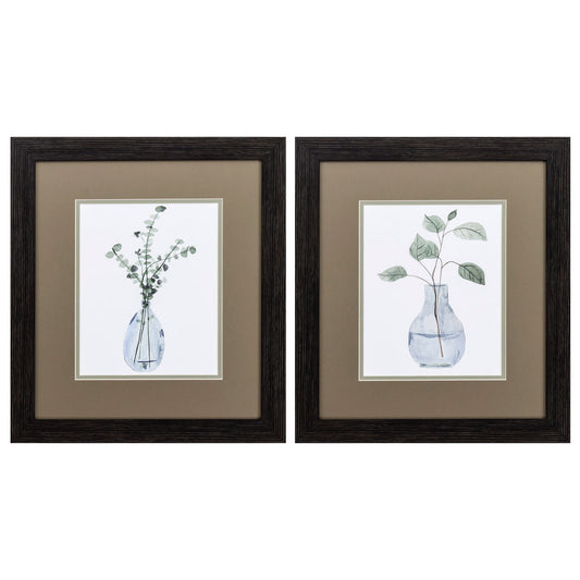 15" X 17" Distressed Black Frame Misty (Set Of 2)