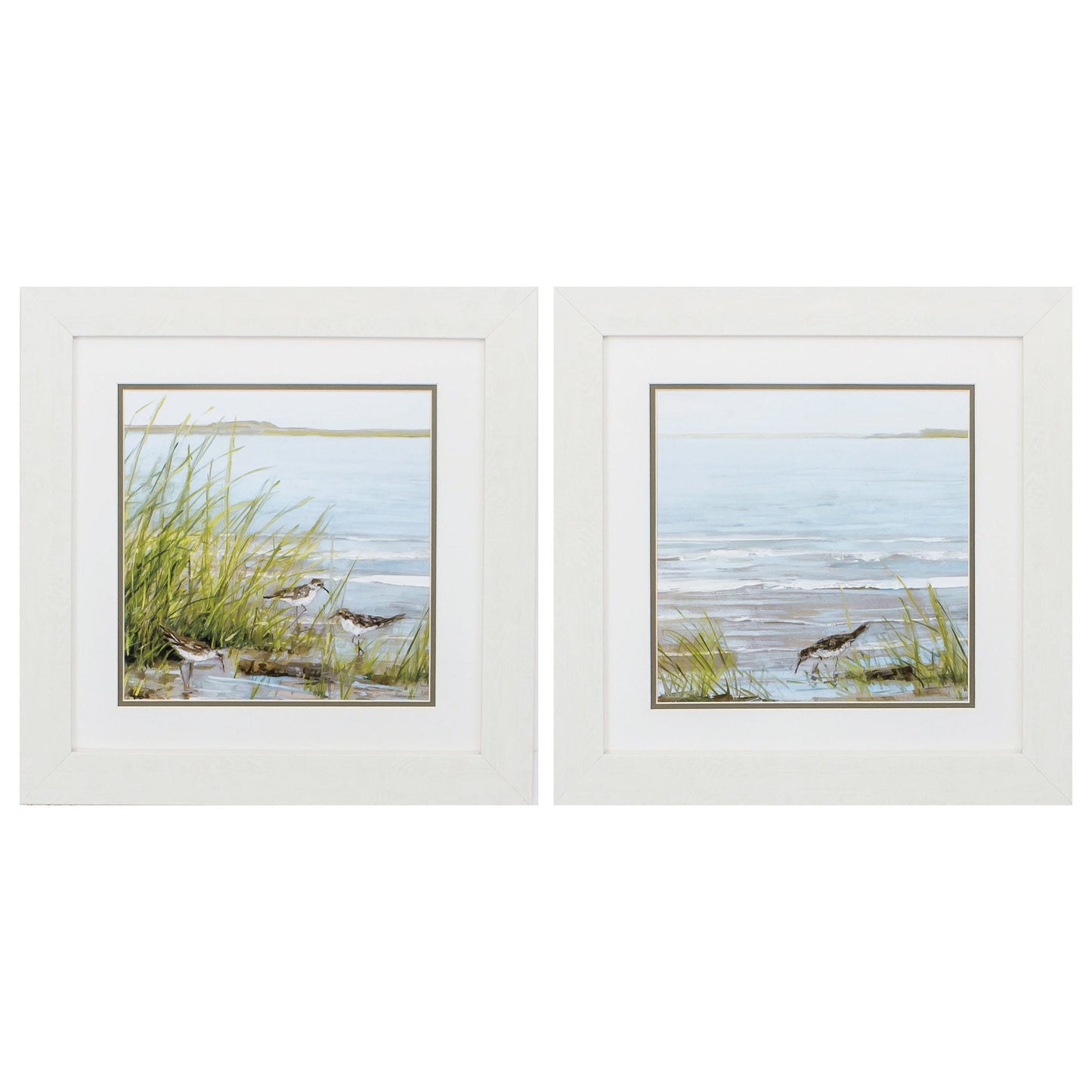 19" X 19" White Frame Afternoon On Shore (Set Of 2)