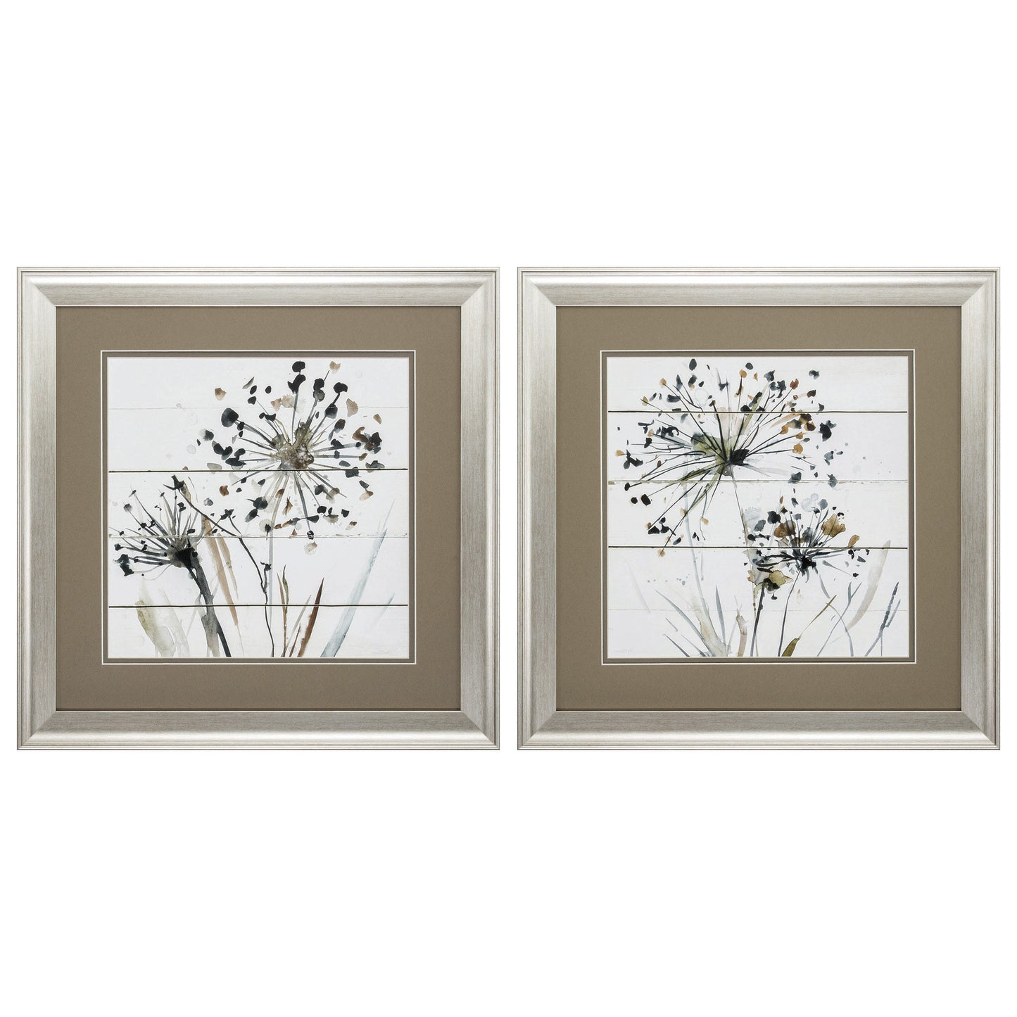 19" X 19" Brushed Silver Frame Natures Lace (Set Of 2)