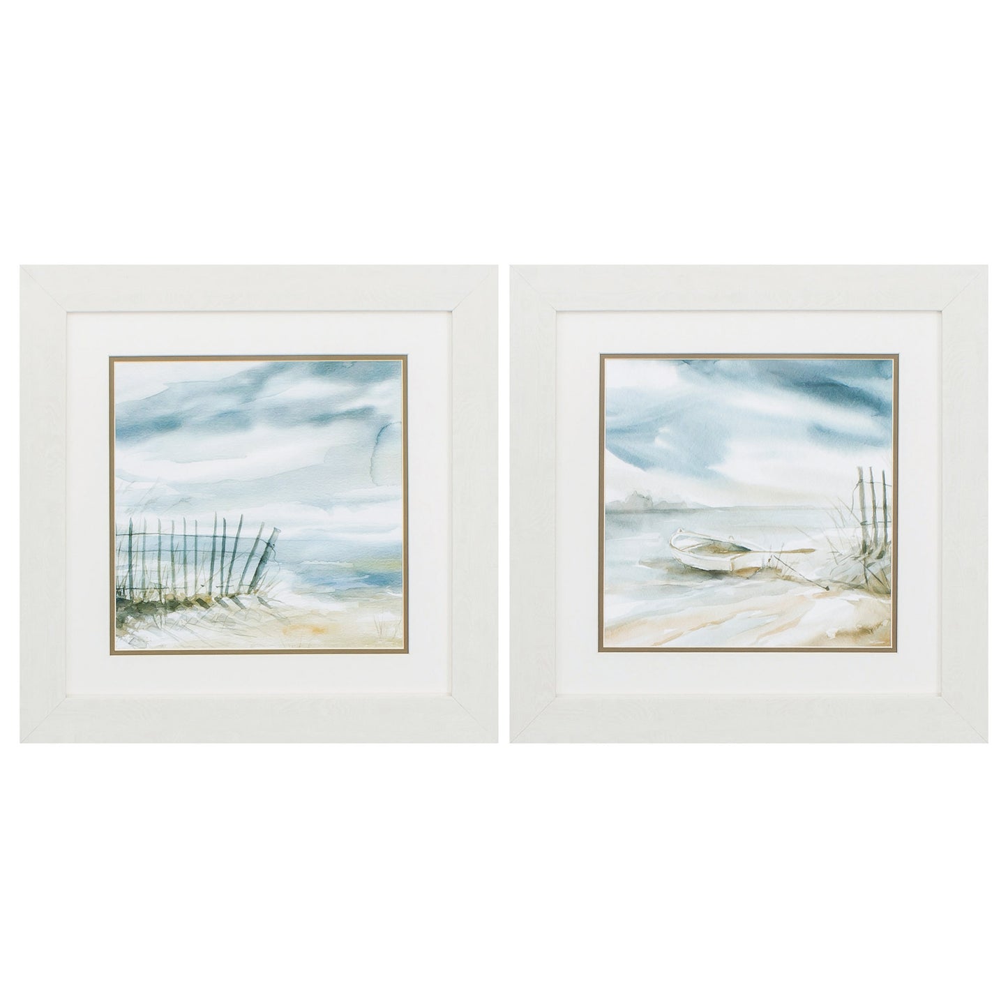 19" X 19" White Frame Subtle Mist (Set Of 2)