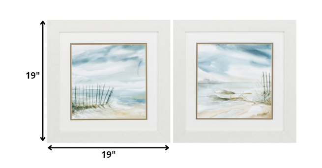 19" X 19" White Frame Subtle Mist (Set Of 2)