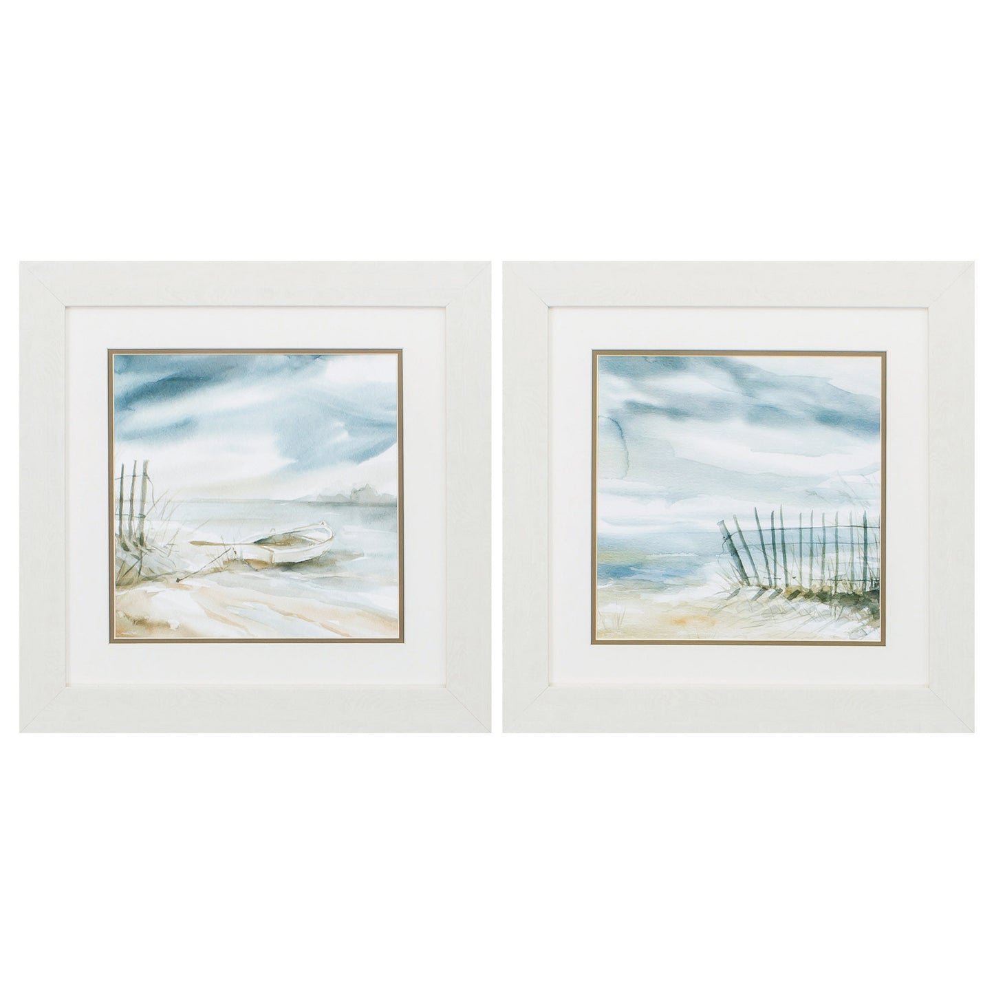 19" X 19" White Frame Subtle Mist (Set Of 2)