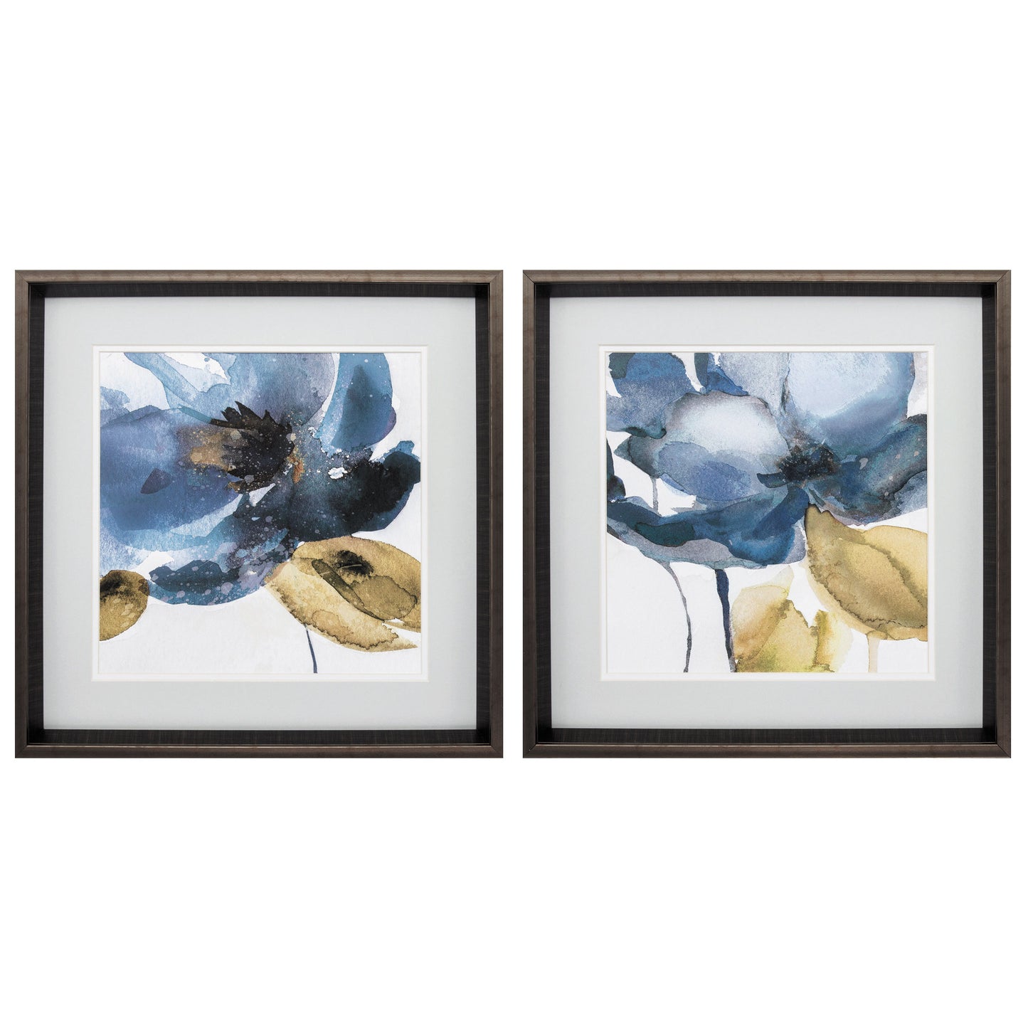 18" X 18" Brushed Silver Frame Blue Note (Set Of 2)