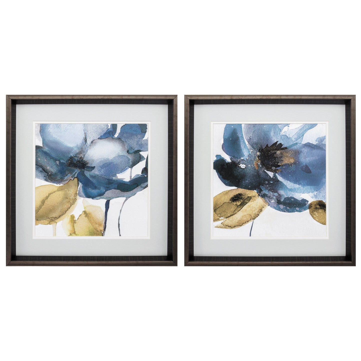 18" X 18" Brushed Silver Frame Blue Note (Set Of 2)