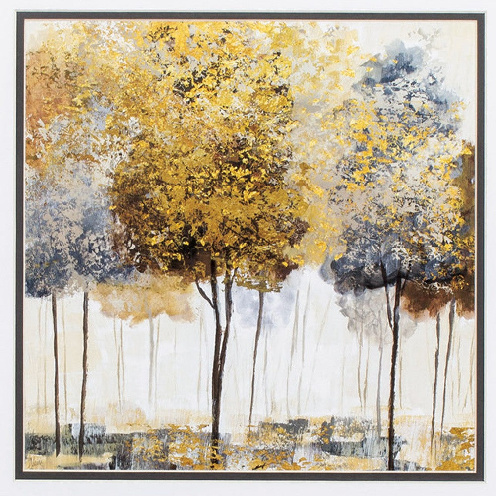 19" X 19" White Frame Golden Trees (Set Of 2)