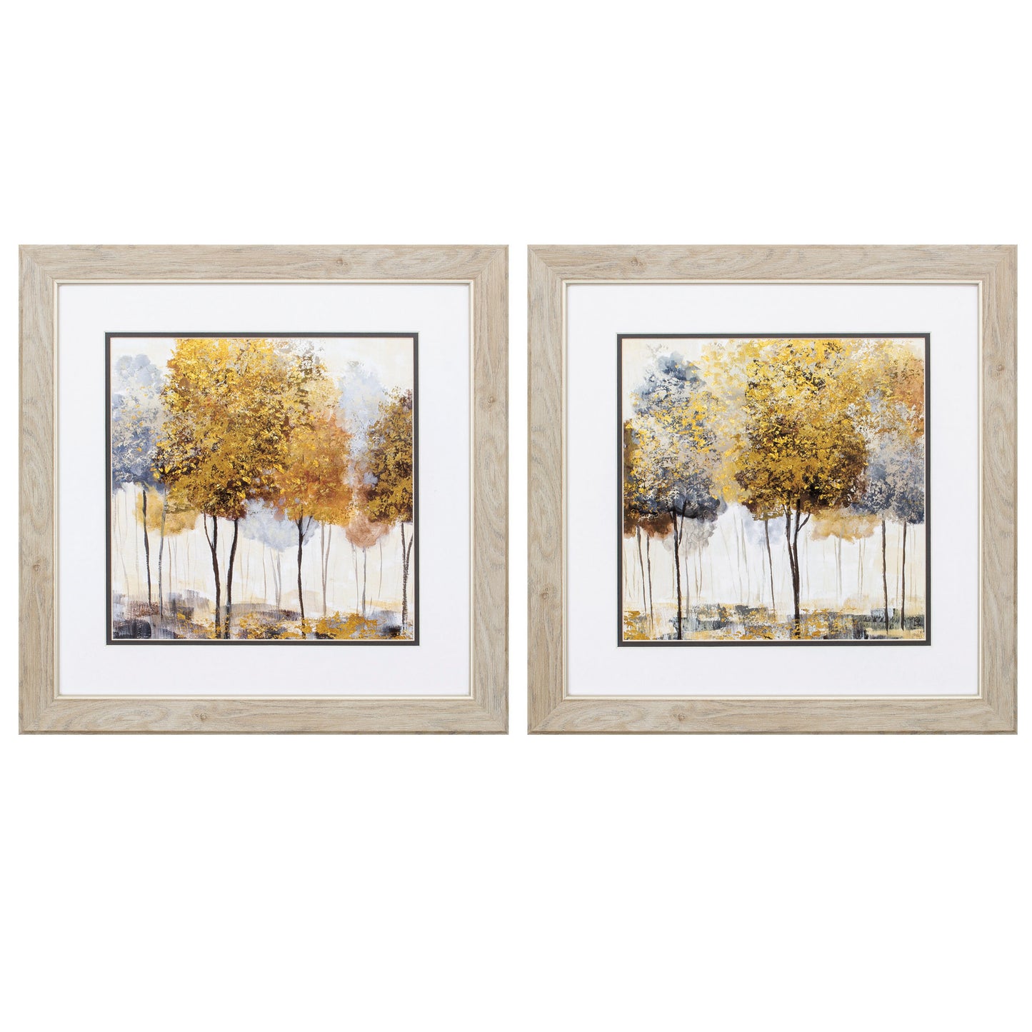 19" X 19" White Frame Golden Trees (Set Of 2)