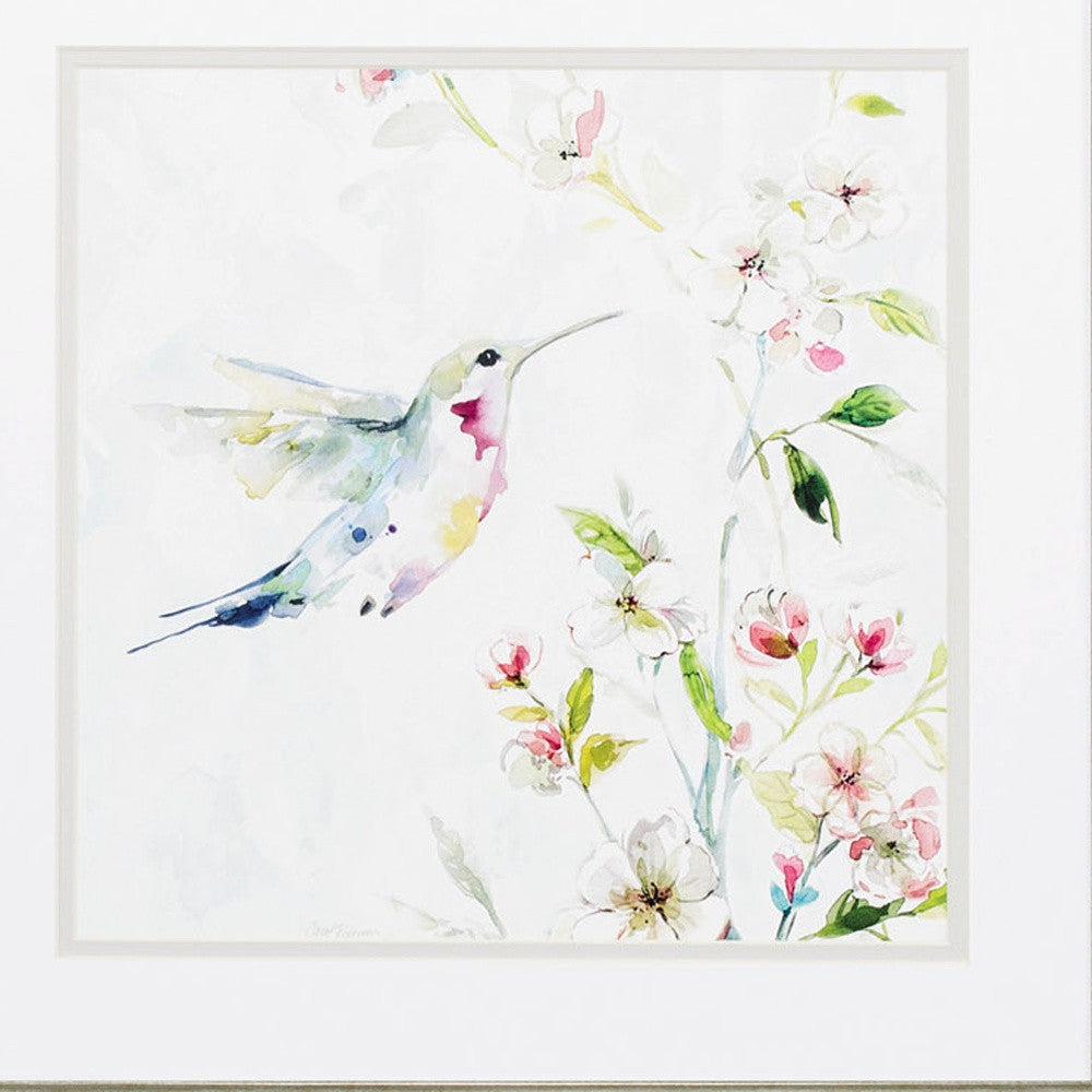 19" X 19" Brushed Silver Frame Hummingbird (Set Of 2)