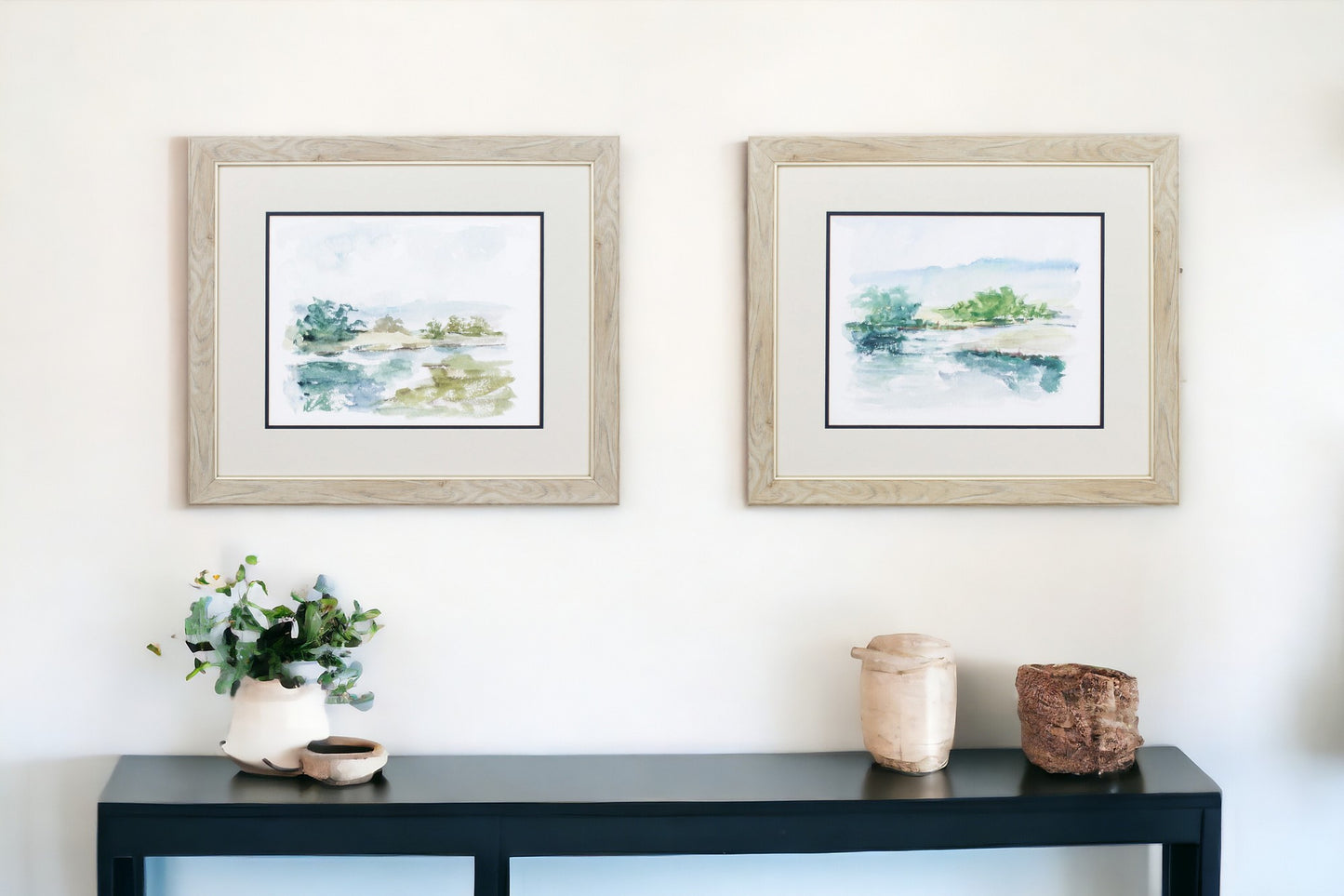 22" X 19" White Frame Spring Watercolor (Set Of 2)