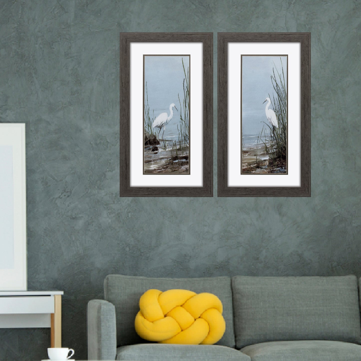 Set of Two Island Egret Brown Framed Art