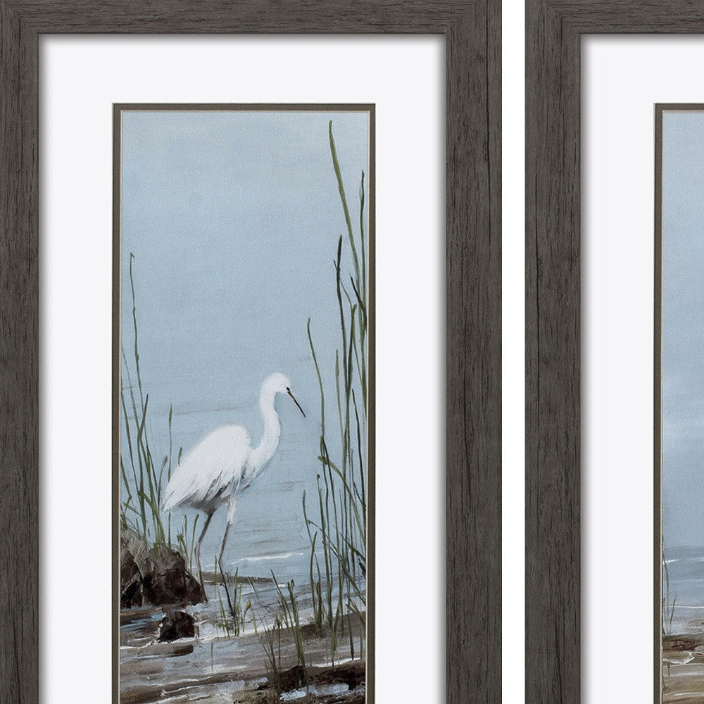 Set of Two Island Egret Brown Framed Art