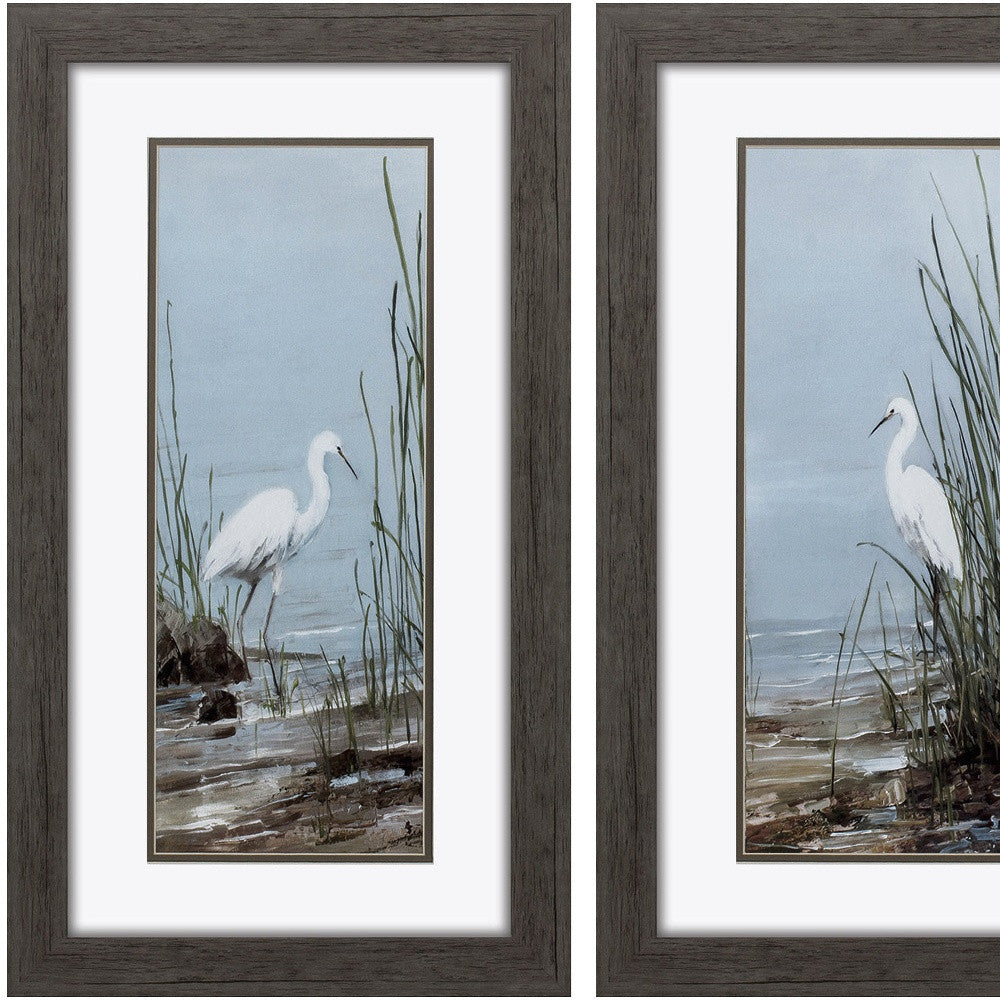 Set of Two Island Egret Brown Framed Art