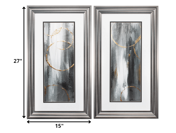 15" X 27" Gunmetal Gray Frame Gray Matter (Set Of 2)