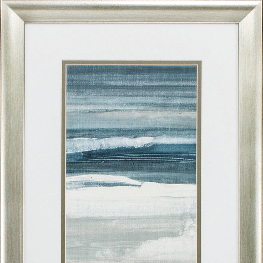 Set of Two 27" X 15" Ocean Print Silver Framed Art Wall Decor